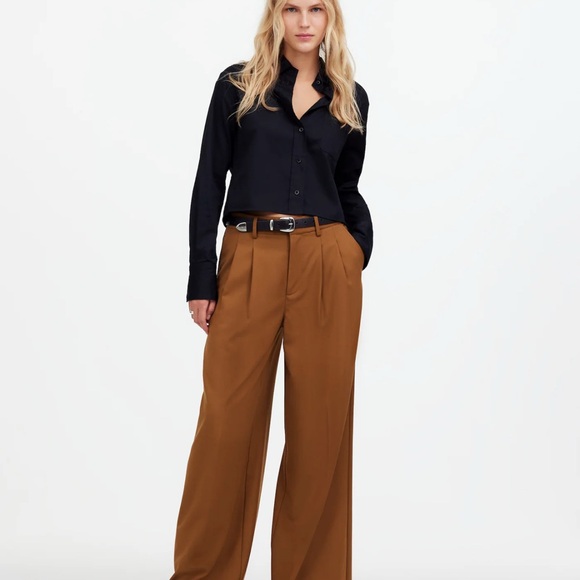 Madewell Pants - Madewell Black Shirt and Brown Wide Leg Pants